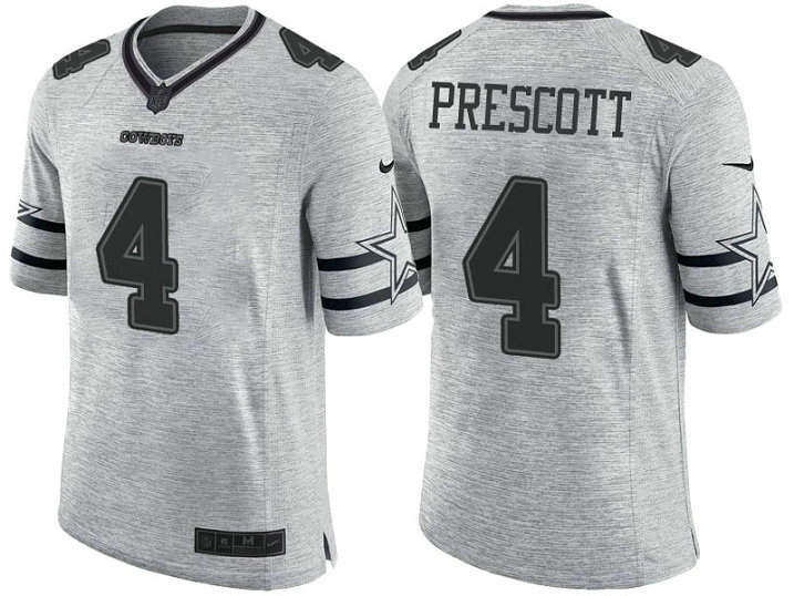 Dallas Cowboys #4 Dak Prescott 2016 Gridiron Gray II Limited Jersey Dallas Cowboys #4 Dak Prescott 2016 Gridiron Gray II Limited Jersey