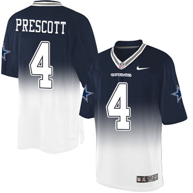 Dallas Cowboys #4 Dak Prescott Navy/White Limited Fadeaway Jersey Dallas Cowboys #4 Dak Prescott Navy/White Limited Fadeaway Jersey
