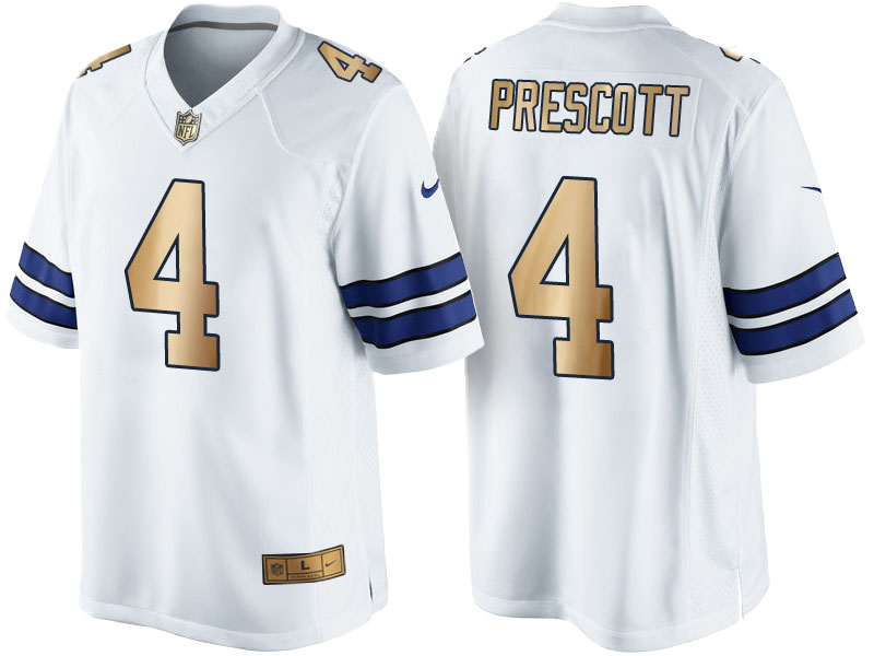 Dallas Cowboys #4 Dak Prescott White 2016 Christmas Gold Edition Jersey Dallas Cowboys #4 Dak Prescott White 2016 Christmas Gold Edition Jersey