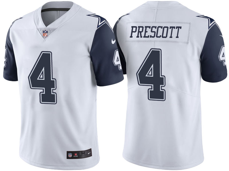 Dallas Cowboys #4 Dak Prescott White Color Rush Limited Jersey - Light Up Thursday Night Dallas Cowboys #4 Dak Prescott White Color Rush Limited Jersey - Light Up Thursday Night