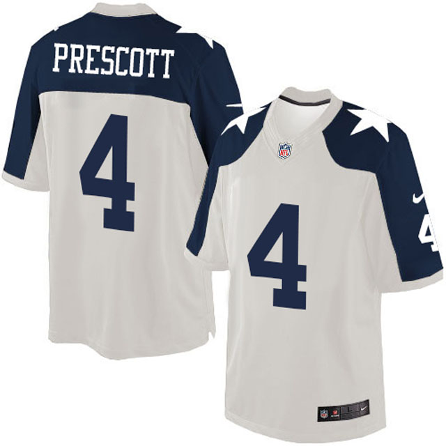Dallas Cowboys #4 Dak Prescott White Limited Throwback Alternate Jersey Dallas Cowboys #4 Dak Prescott White Limited Throwback Alternate Jersey
