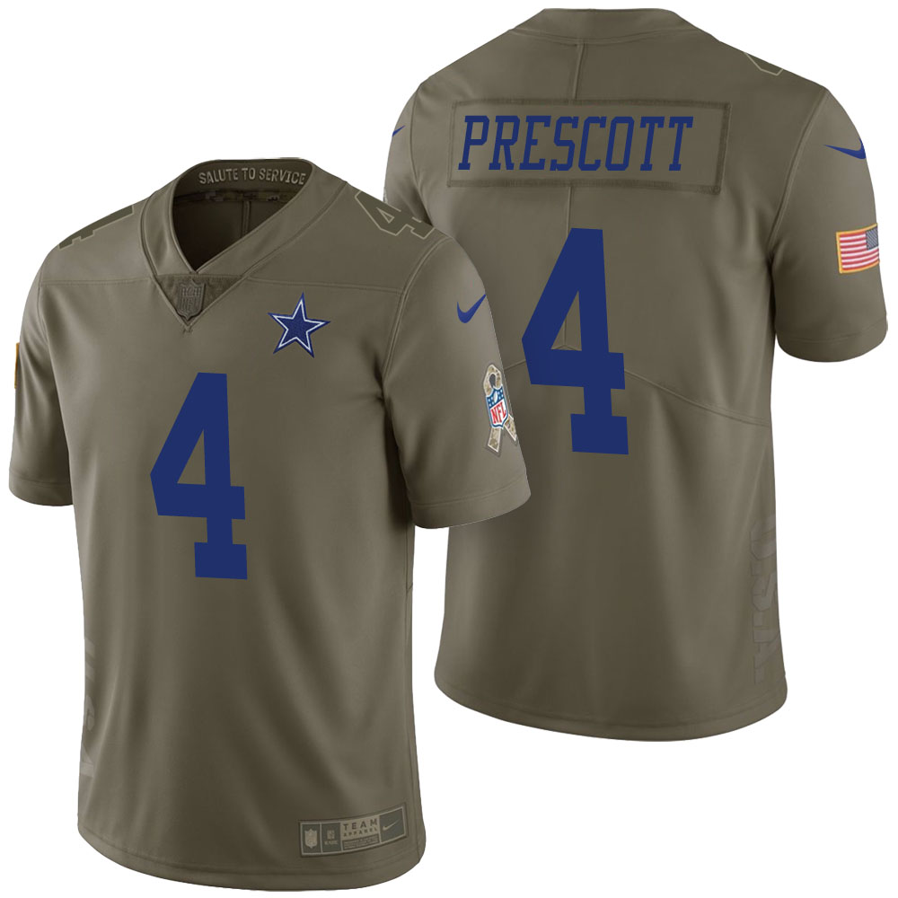 Dallas Cowboys #4 Dak Prescott Olive 2017 Salute to Service Limited Jersey Dallas Cowboys #4 Dak Prescott Olive 2017 Salute to Service Limited Jersey