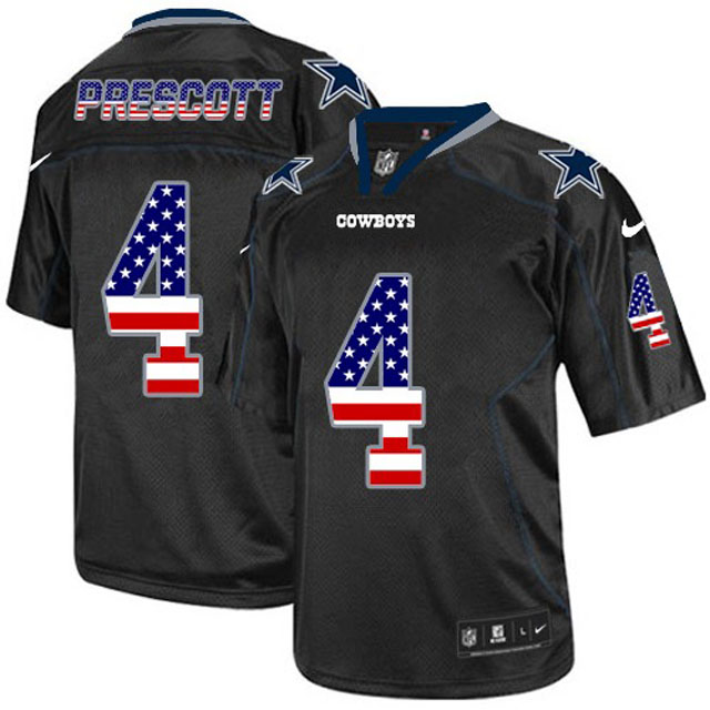 Dallas Cowboys #4 Dak Prescott Black USA Flag Fashion Jersey Dallas Cowboys #4 Dak Prescott Black USA Flag Fashion Jersey