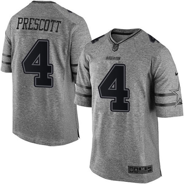 Dallas Cowboys #4 Dak Prescott Gray Gridiron Limited Jersey Dallas Cowboys #4 Dak Prescott Gray Gridiron Limited Jersey