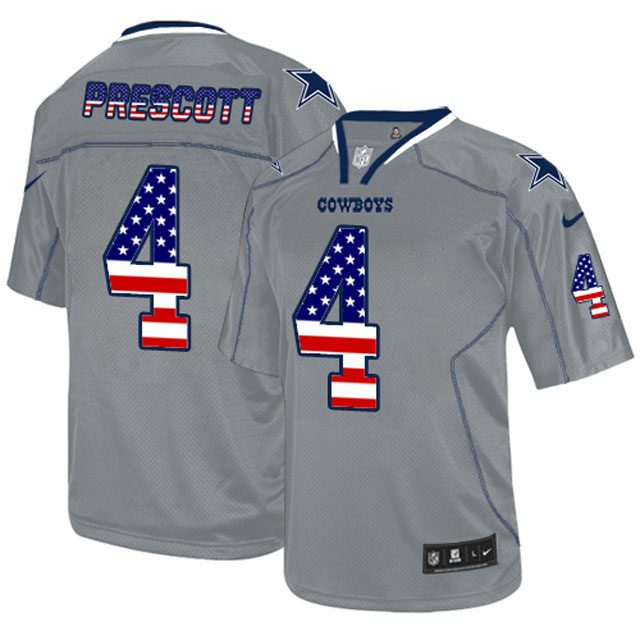 Dallas Cowboys #4 Dak Prescott Gray USA Flag Fashion Jersey Dallas Cowboys #4 Dak Prescott Gray USA Flag Fashion Jersey