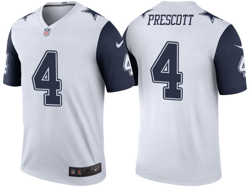 Dallas Cowboys #4 Dak Prescott White Color Rush Legend Jersey Dallas Cowboys #4 Dak Prescott White Color Rush Legend Jersey