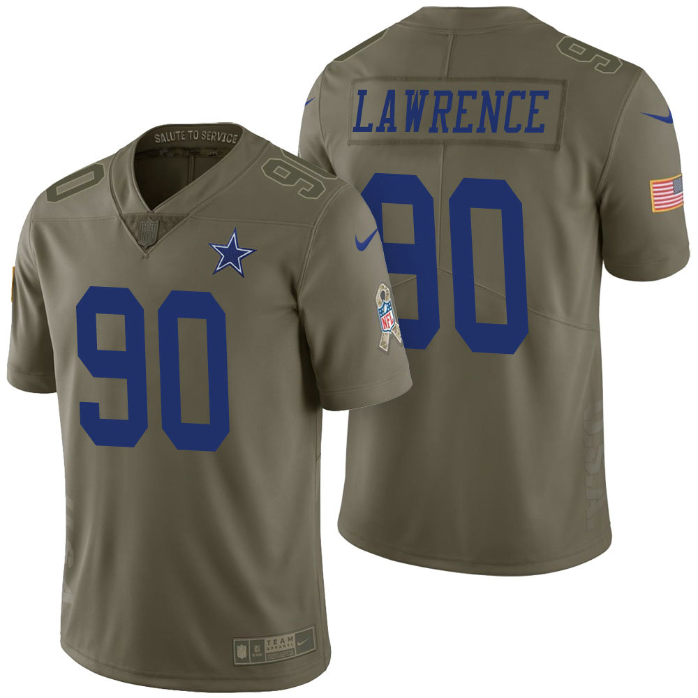 Dallas Cowboys #90 Demarcus Lawrence Olive 2017 Salute to Service Limited Jersey