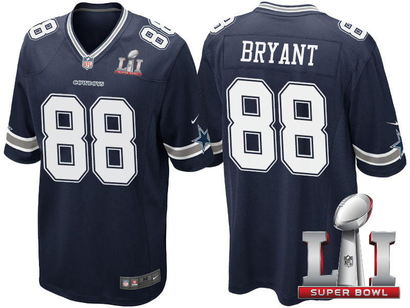 Dallas Cowboys #88 Dez Bryant Navy Blue 2017 Super Bowl LI Patch Game Jersey Dallas Cowboys #88 Dez Bryant Navy Blue 2017 Super Bowl LI Patch Game Jersey