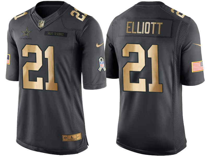 Cowboys #21 Ezekiel Elliott Gold Salute to Service 2016 Christmas Jersey Cowboys #21 Ezekiel Elliott Gold Salute to Service 2016 Christmas Jersey