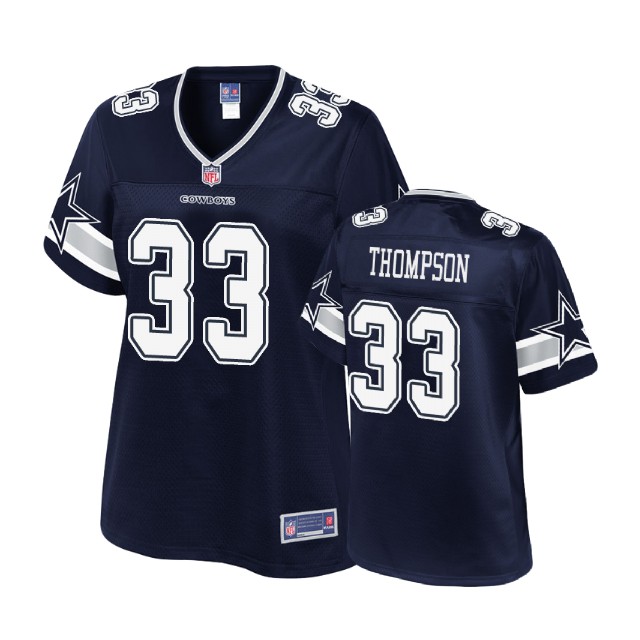 Women Dallas Cowboys #33 Jason Thompson Navy Player Pro Line Jersey
