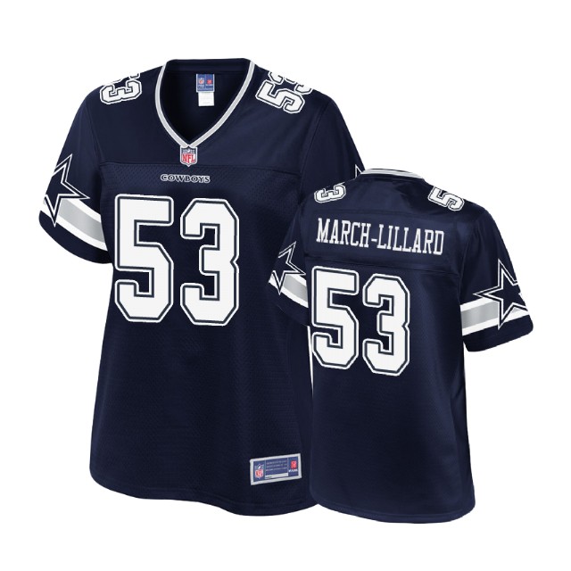 Women Dallas Cowboys #53 Justin March-Lillard Navy Player Pro Line Jersey