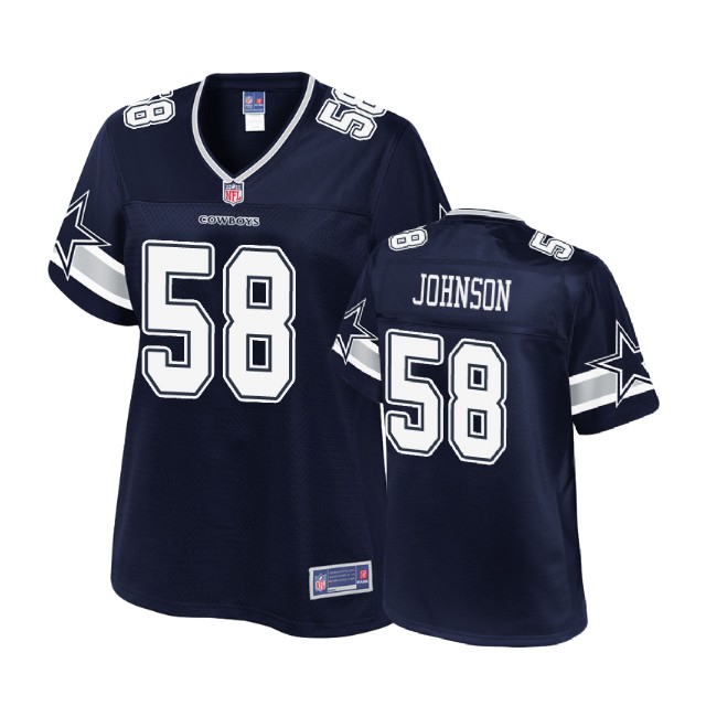 Women Dallas Cowboys #58 Tre'Von Johnson Navy Player Pro Line Jersey
