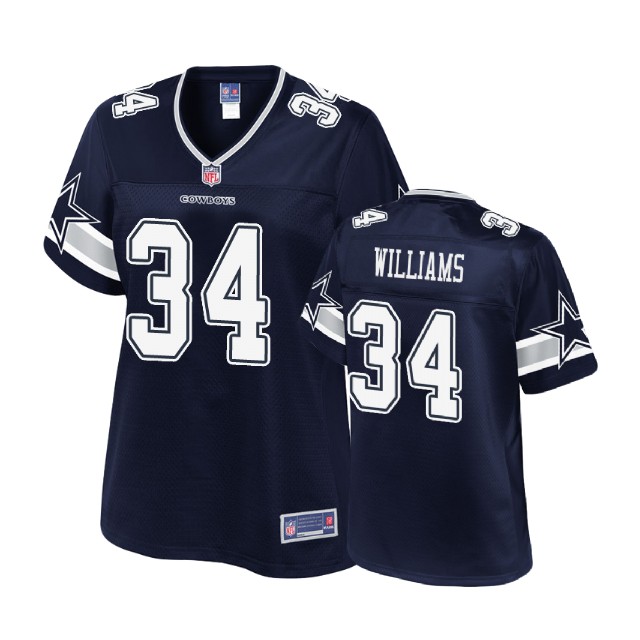 Women Dallas Cowboys #34 Trey Williams Navy Player Pro Line Jersey
