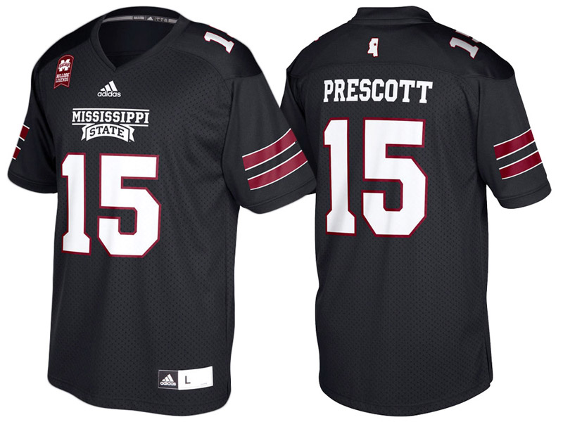 Dak Prescott #15 Mississippi State Bulldogs Black College Football Jersey Dak Prescott #15 Mississippi State Bulldogs Black College Football Jersey