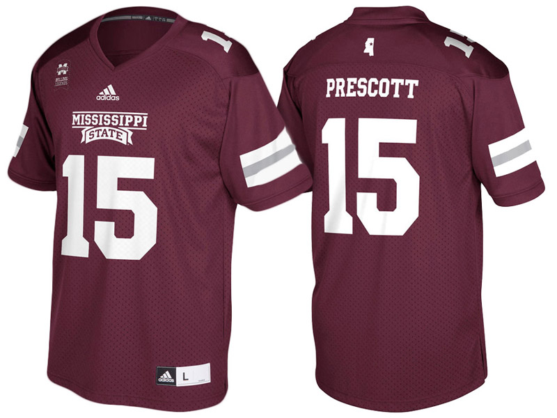 Dak Prescott #15 Mississippi State Bulldogs Maroon College Football Jersey Dak Prescott #15 Mississippi State Bulldogs Maroon College Football Jersey