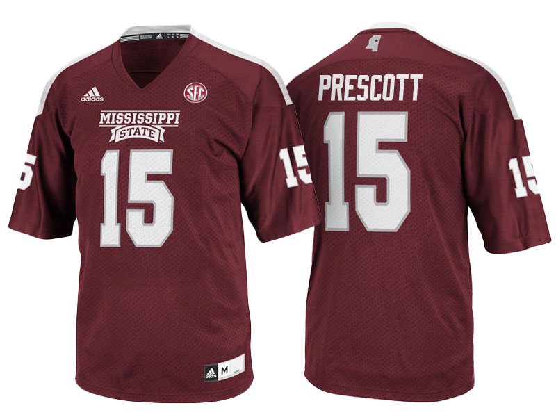 Dak Prescott #15 Mississippi State Bulldogs Red College Football Jersey Dak Prescott #15 Mississippi State Bulldogs Red College Football Jersey