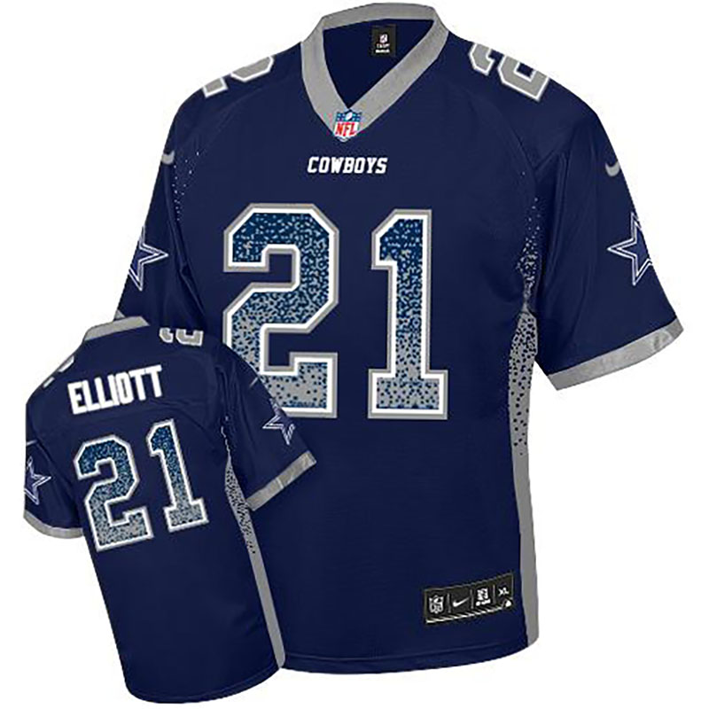 Dallas Cowboys #21 Ezekiel Elliott Blue Drift Fashion Jersey