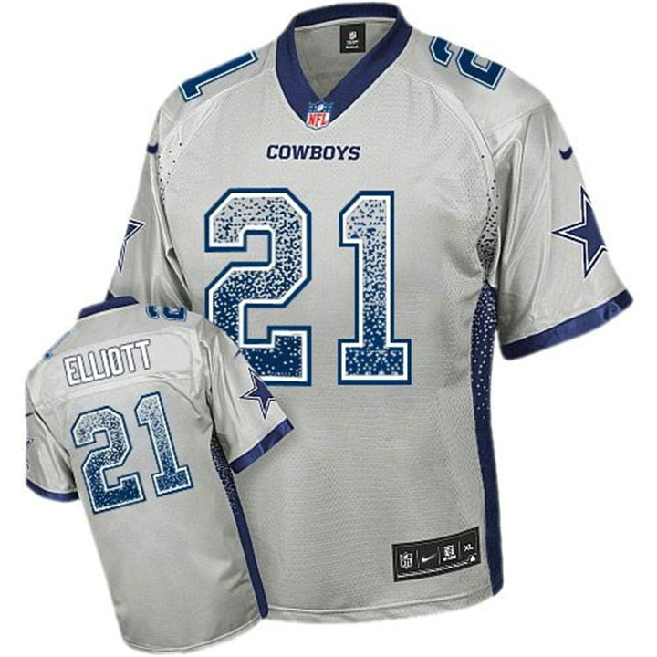 Dallas Cowboys #21 Ezekiel Elliott Gray Drift Fashion Jersey