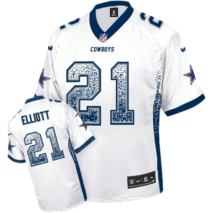 Dallas Cowboys #21 Ezekiel Elliott White Drift Fashion Jersey
