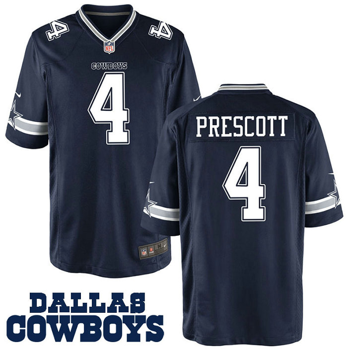 Dallas Cowboys #4 Dak Prescott Navy Game Preseason Game Jersey Dallas Cowboys #4 Dak Prescott Navy Game Preseason Game Jersey