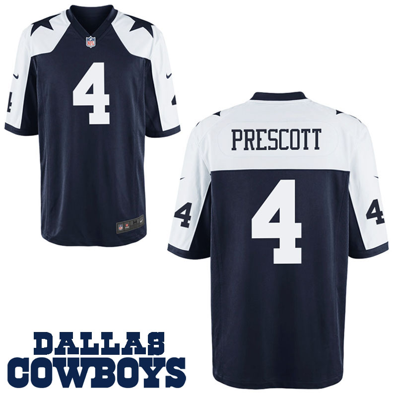 Dallas Cowboys #4 Dak Prescott Navy Throwback Game Preseason Game Jersey Dallas Cowboys #4 Dak Prescott Navy Throwback Game Preseason Game Jersey