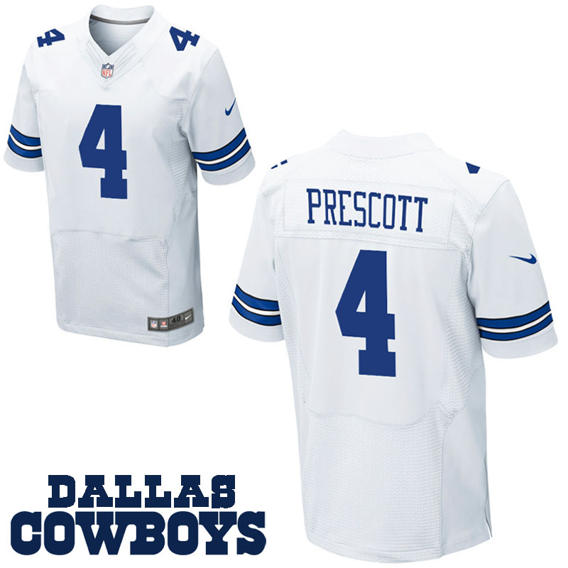Dallas Cowboys #4 Dak Prescott White Elite Preseason Game Jersey Dallas Cowboys #4 Dak Prescott White Elite Preseason Game Jersey