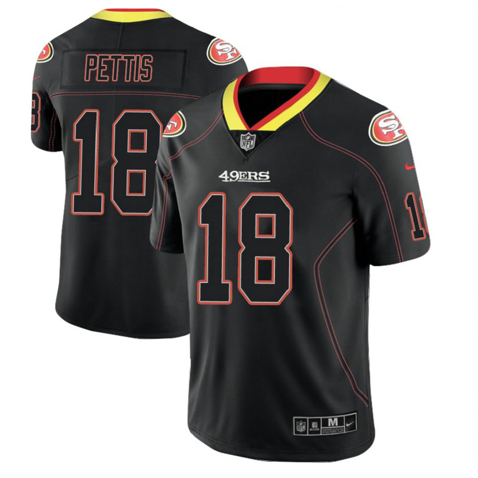 San Francisco 49ers #18 Dante Pettis 2018 Lights Out Color Rush Limited Black Jersey San Francisco 49ers #18 Dante Pettis 2018 Lights Out Color Rush Limited Black Jersey