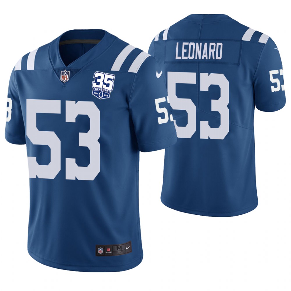 Indianapolis Colts #53 Darius Leonard Royal 35th Anniversary Vapor Untouchable Limited Player Jersey Indianapolis Colts #53 Darius Leonard Royal 35th Anniversary Vapor Untouchable Limited Player Jersey