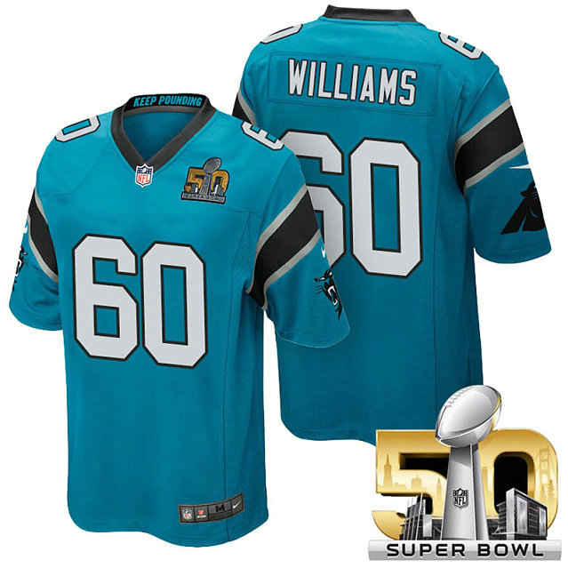 Carolina Panthers #60 Daryl Williams Blue 2016 Super Bowl 50 Limited Jersey Carolina Panthers #60 Daryl Williams Blue 2016 Super Bowl 50 Limited Jersey