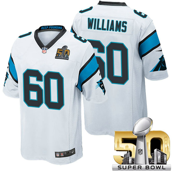 Carolina Panthers #60 Daryl Williams White 2016 Super Bowl 50 Limited Jersey Carolina Panthers #60 Daryl Williams White 2016 Super Bowl 50 Limited Jersey