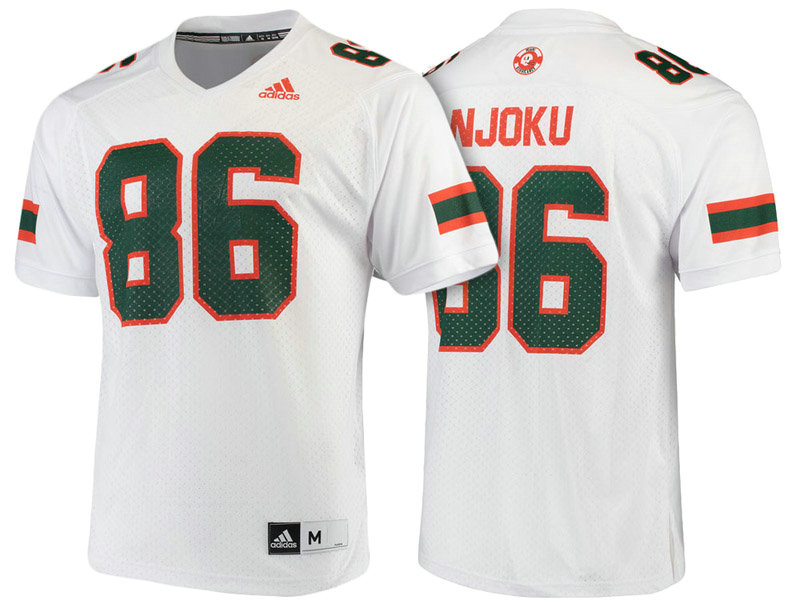 David Njoku #86 Miami Hurricanes White College Football Jersey David Njoku #86 Miami Hurricanes White College Football Jersey