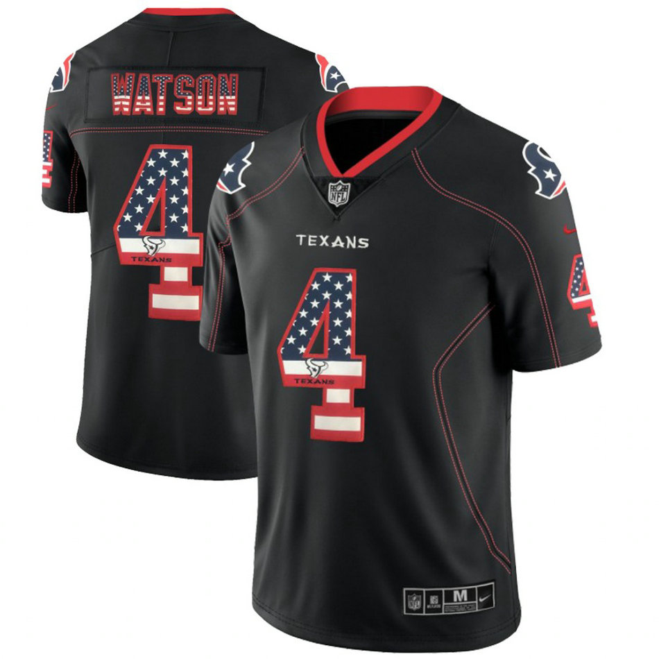 Houston Texans #4 Deshaun Watson Black 2018 USA Flag Fashion Color Rush Limited Jersey
