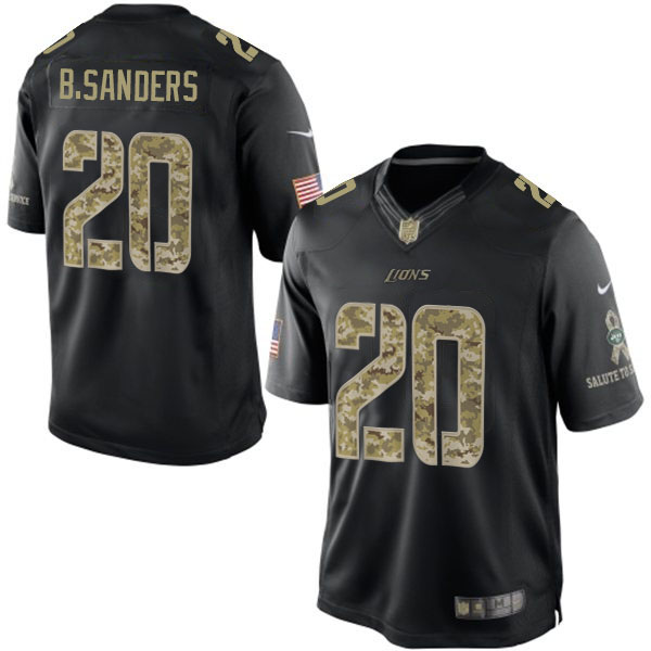 Detroit Lions #20 Barry Sanders Salute To Service Black Jersey
