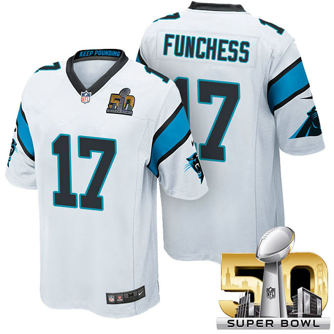 NFC Champions Carolina Panthers #17 Devin Funchess White 2016 Super Bowl 50 Limited Jersey NFC Champions Carolina Panthers #17 Devin Funchess White 2016 Super Bowl 50 Limited Jersey