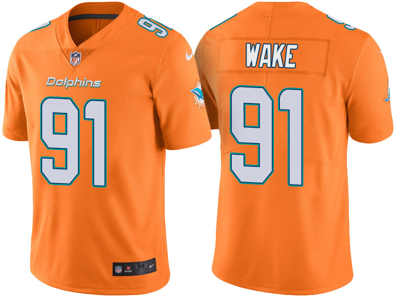 Miami Dolphins #91 Cameron Wake Orange Color Rush Limited Jersey Miami Dolphins #91 Cameron Wake Orange Color Rush Limited Jersey