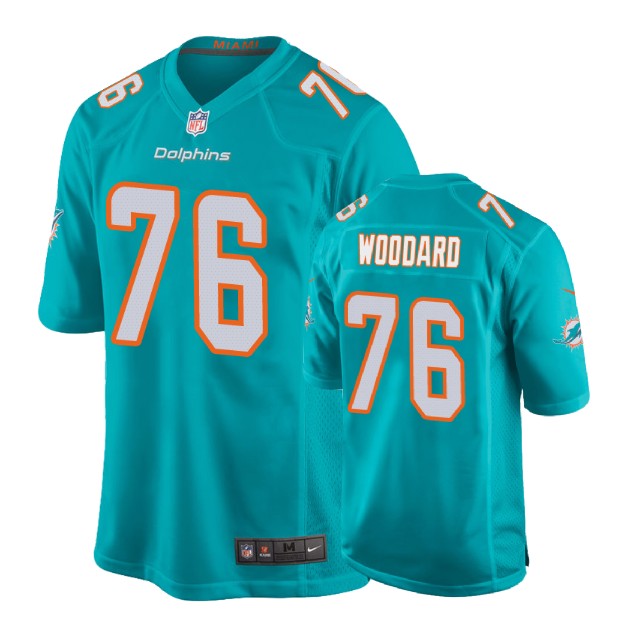Miami Dolphins #76 Jonathan Woodard Aqua New 2018 Game Jersey