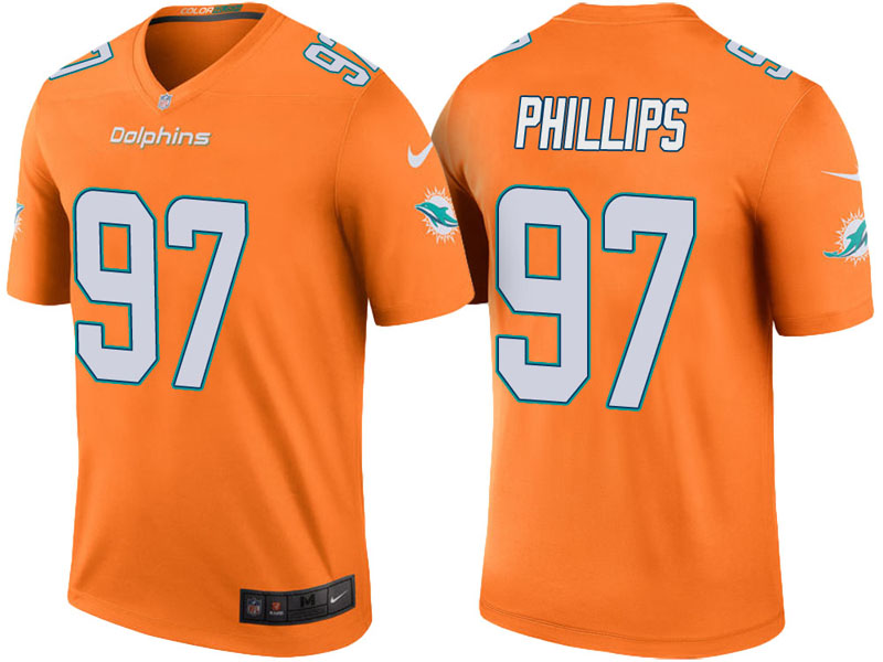 Miami Dolphins #97 Jordan Phillips Orange Color Rush Legend Jersey