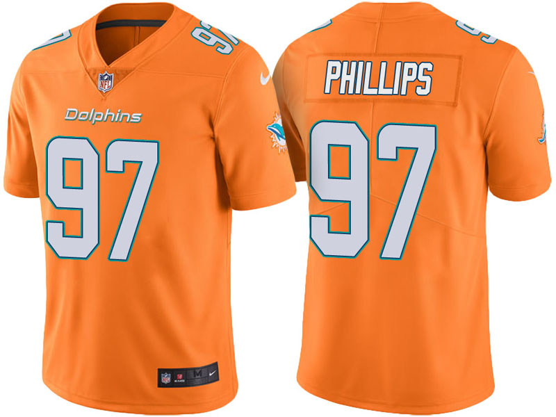 Miami Dolphins #97 Jordan Phillips Orange Vapor Untouchable Color Rush Limited Jersey