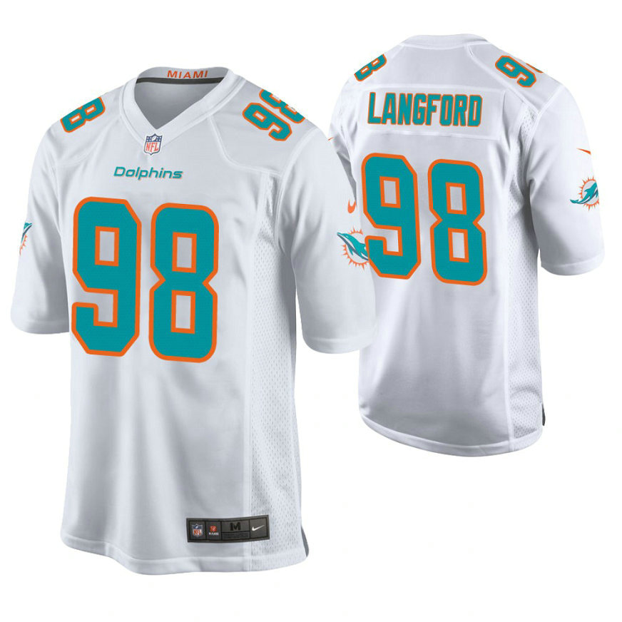 Miami Dolphins #98 Kendall Langford White New 2018 Game Jersey
