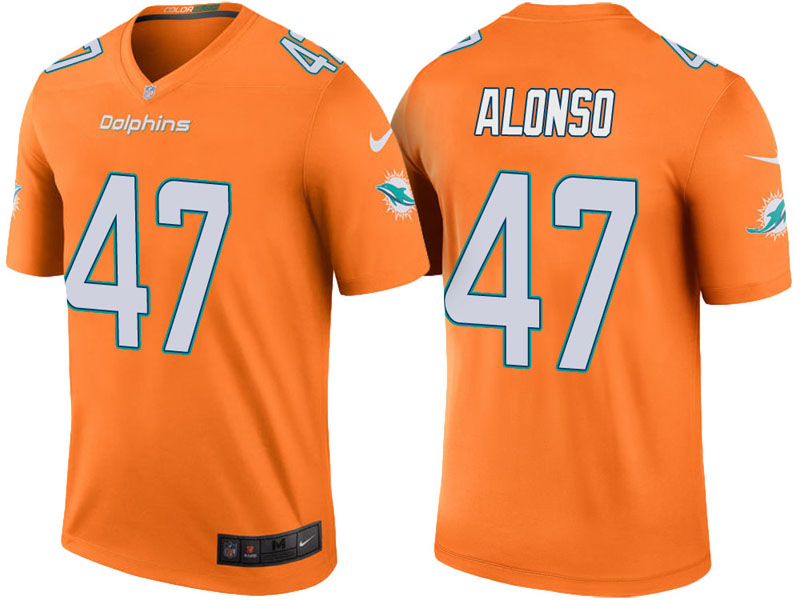 Miami Dolphins #47 Kiko Alonso Orange Color Rush Legend Jersey