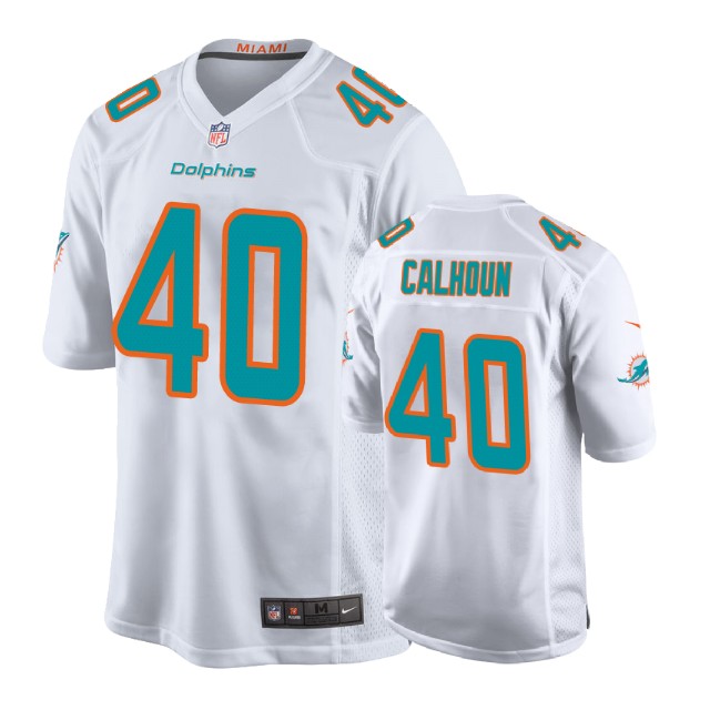 Miami Dolphins #40 Taveze Calhoun White New 2018 Game Jersey Miami Dolphins #40 Taveze Calhoun White New 2018 Game Jersey