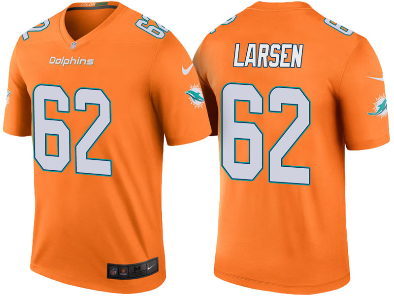 Miami Dolphins #62 Ted Larsen Orange Color Rush Legend Jersey Miami Dolphins #62 Ted Larsen Orange Color Rush Legend Jersey