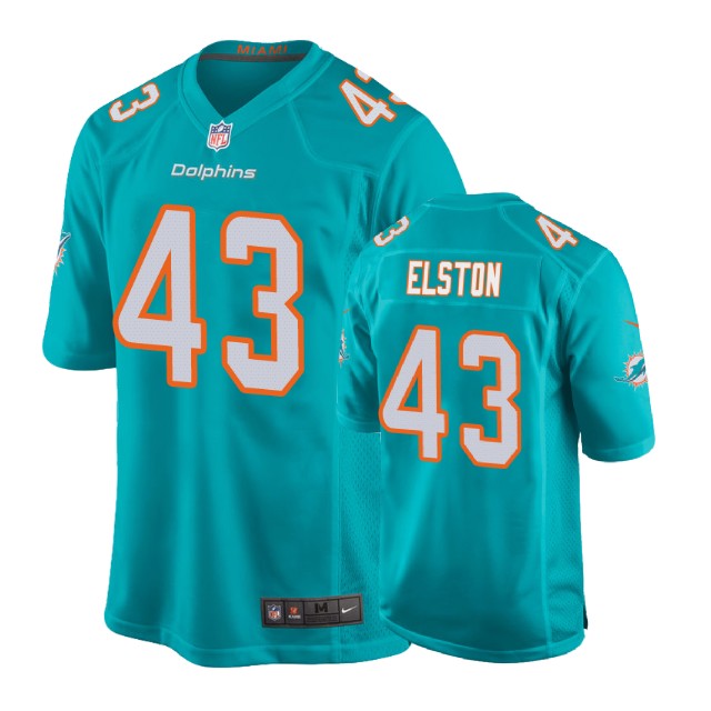 Youth Miami Dolphins #43 Trae Elston Aqua New 2018 Game Jersey