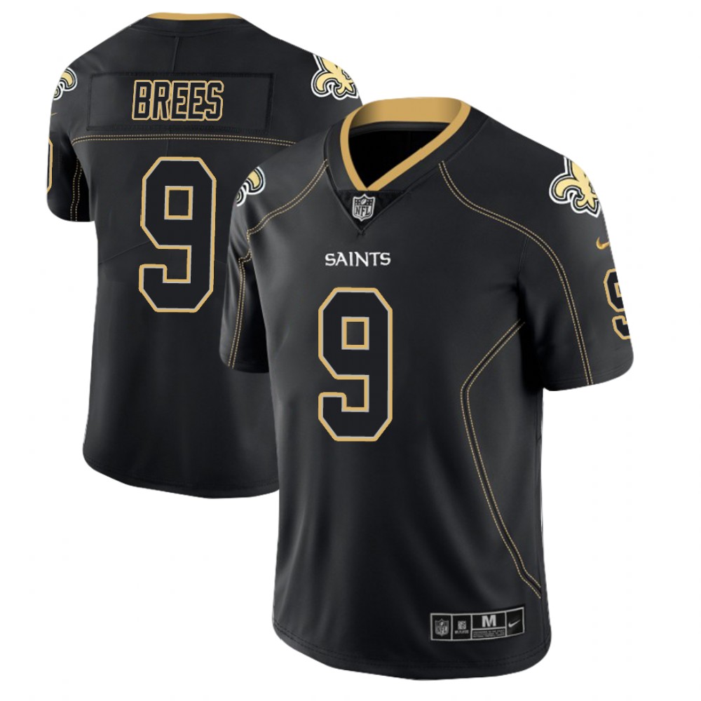 New Orleans Saints #9 Drew Brees 2018 Lights Out Color Rush Limited Black Jersey New Orleans Saints #9 Drew Brees 2018 Lights Out Color Rush Limited Black Jersey