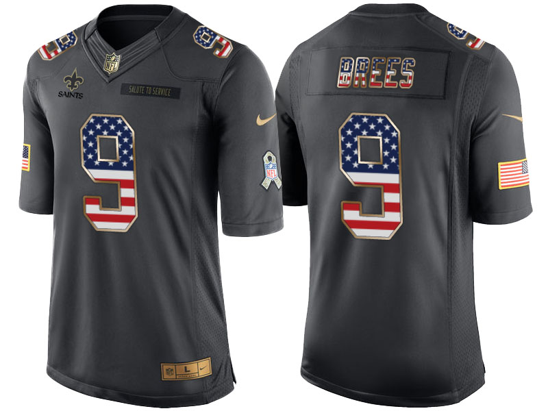 New Orleans Saints #9 Drew Brees Anthracite Salute to Service USA Flag Fashion Jersey New Orleans Saints #9 Drew Brees Anthracite Salute to Service USA Flag Fashion Jersey
