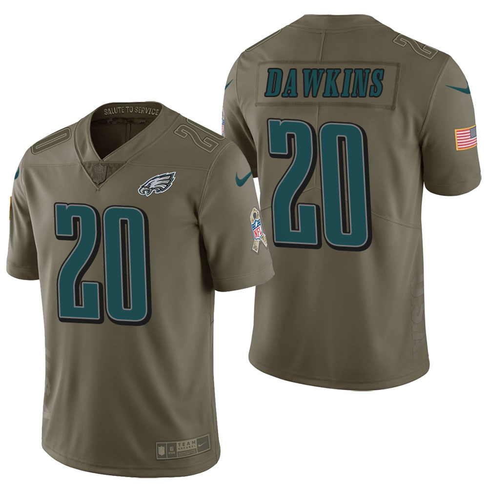 Philadelphia Eagles #20 Brian Dawkins Olive 2017 Salute to Service Limited Jersey Philadelphia Eagles #20 Brian Dawkins Olive 2017 Salute to Service Limited Jersey