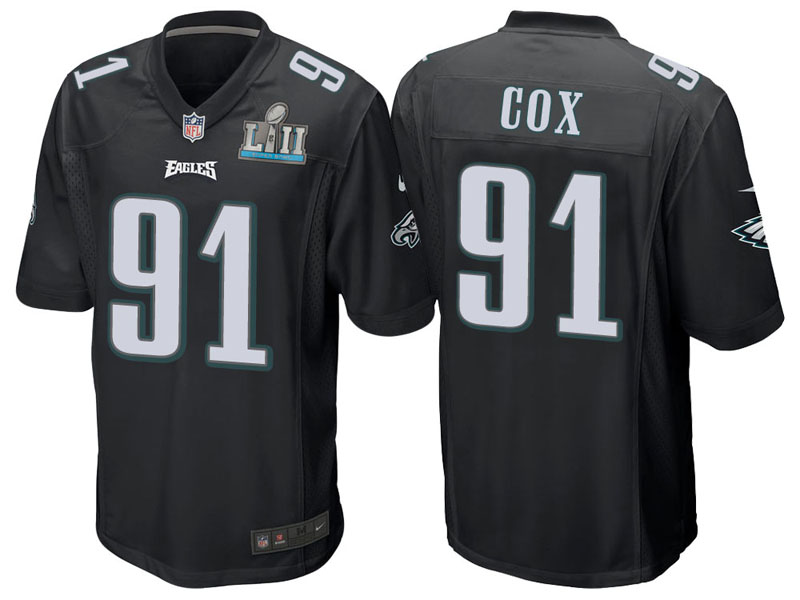 Philadelphia Eagles #91 Fletcher Cox Black Super Bowl LII Bound Game Jersey