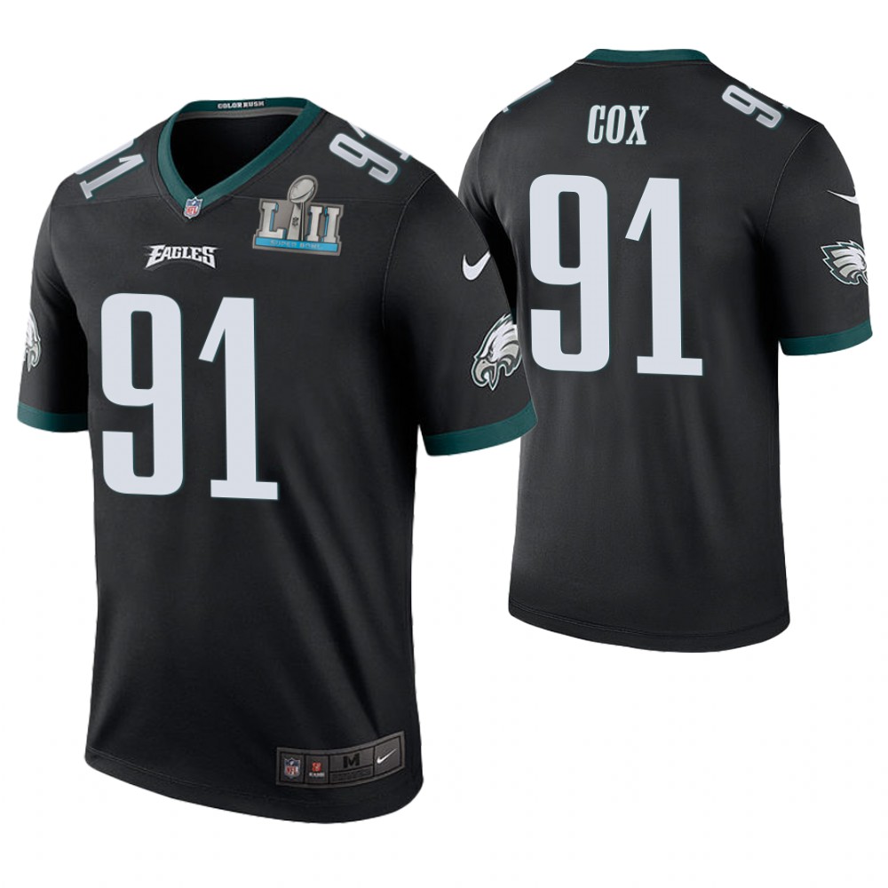 Philadelphia Eagles #91 Fletcher Cox Black Super Bowl LII Champions Color Rush Legend Jersey