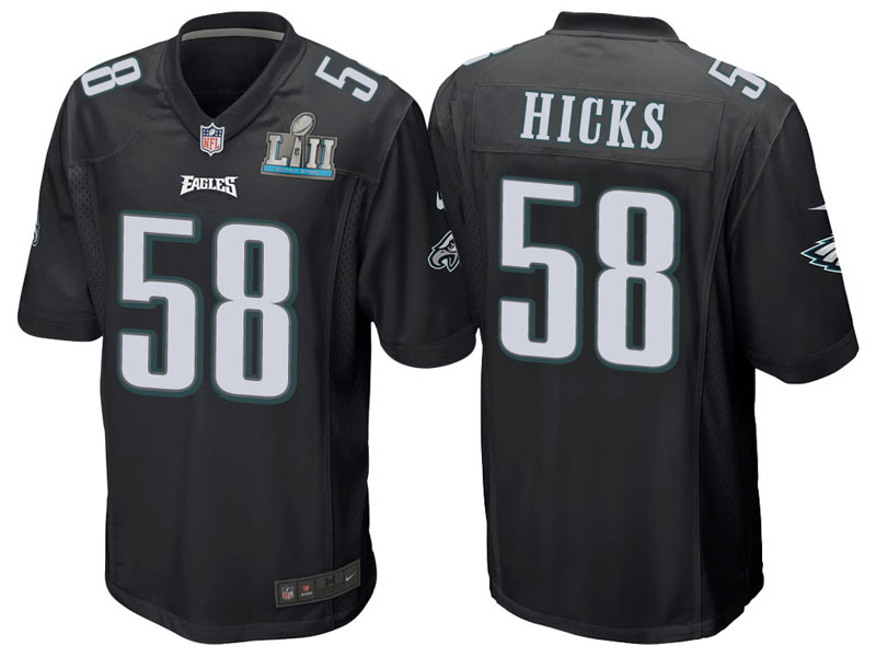 Philadelphia Eagles #58 Jordan Hicks Black Super Bowl LII Bound Game Jersey