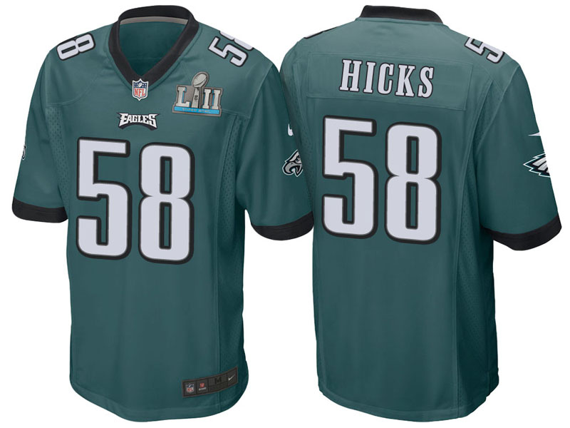 Philadelphia Eagles #58 Jordan Hicks Green Super Bowl LII Bound Game Jersey